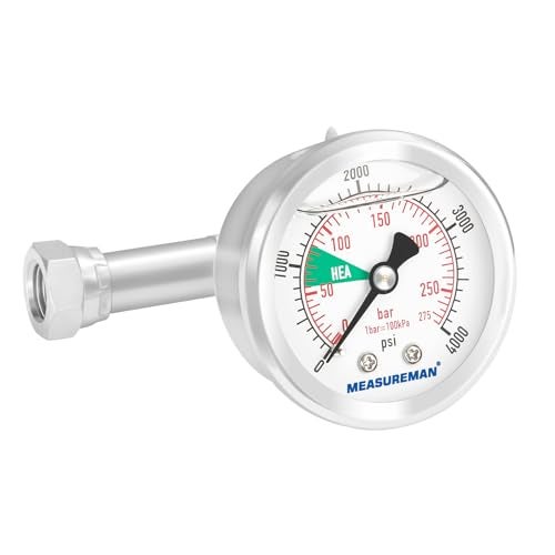 MEASUREMAN HEA Spraying Pressure Gauge 0-4000PSI,1/4" NPT Fittings,Assembly with T Piece Fit for Titan/Wagner Airless Sprayer,Replacement for Titan 0580495, 580495 - Image 1