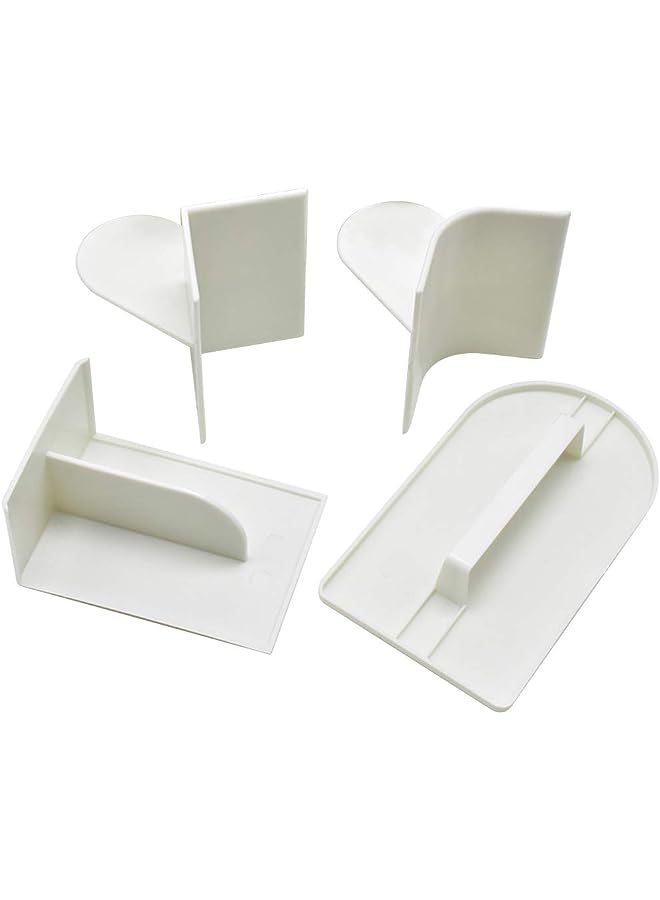 Raxoom DIY Cake Edge Fondant Scraper Smoother Dessert Pastry Decorating Mold Cream Spatula Baking Tools (Spatula+White T Shape+ White U Type + White V Type) - Image 1