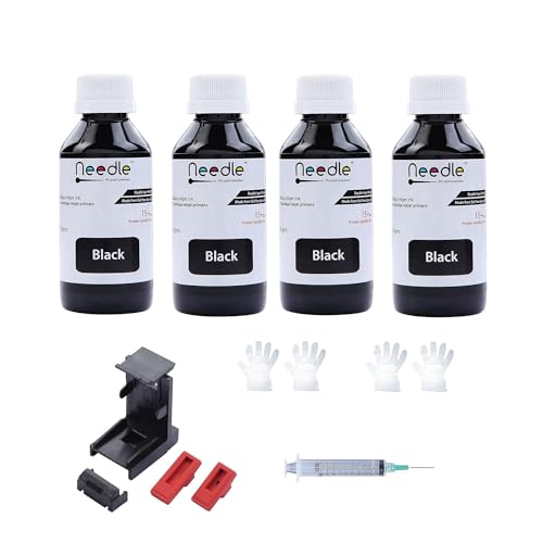 needle ; Pin point precision Needle 4x100gms Cartridge Refill Ink | Made in India | Compatible with Inkjet Printers | Easy Ink Refilling Solution (Black) - Image 1