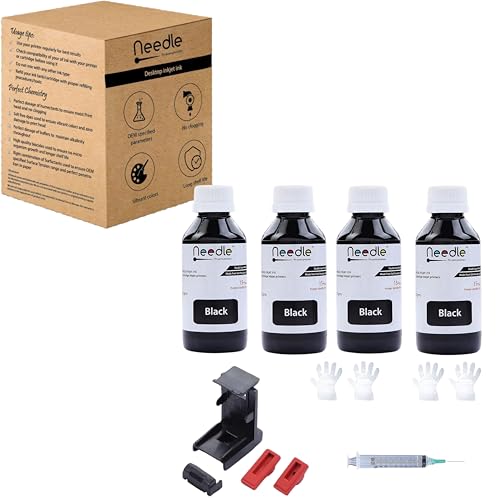 needle ; Pin point precision Needle 4x100gms Cartridge Refill Ink | Made in India | Compatible with Inkjet Printers | Easy Ink Refilling Solution (Black) - Image 2