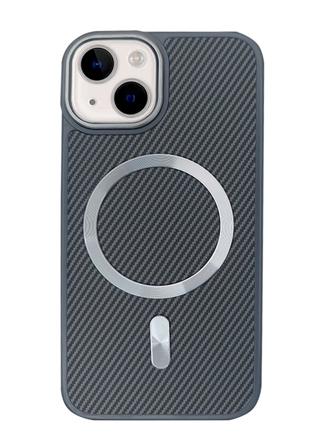 Magnetic Carbon Fiber Back Case for iPhone 15, Rugged Shockproof MagSafe Phone Case, Ultra Slim Case with Padded Interior to Prevent Your Phone's Back from Scratches, Supports Wireless Charging, Heavy Duty Protection and Anti-Scratch, for iPhone 15 - Grey  - Image 1