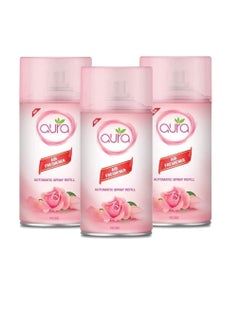AURA Aura Air Freshener Automatic Spray Refill 250ml Triple Pack - Dry Based Premium Long Lasting Fragrances Designed to Mask & Remove Unpleasant Odors & Refresh Air (Rose)  - Image 2