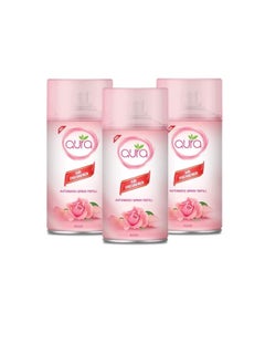 AURA Aura Air Freshener Automatic Spray Refill 250ml Triple Pack - Dry Based Premium Long Lasting Fragrances Designed to Mask & Remove Unpleasant Odors & Refresh Air (Rose)  - Image 3