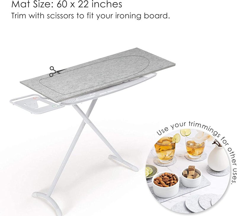 OHOCO Wool Pressing Mat for Quilting - 22x60 XL Extra Large Felt Ironing Pad 3/8" Thick, 100% Wool Heat Resistant for Ironing, Sewing, Cutting on Ironing Board, Tabletop, Dryer, Countertop - Image 2