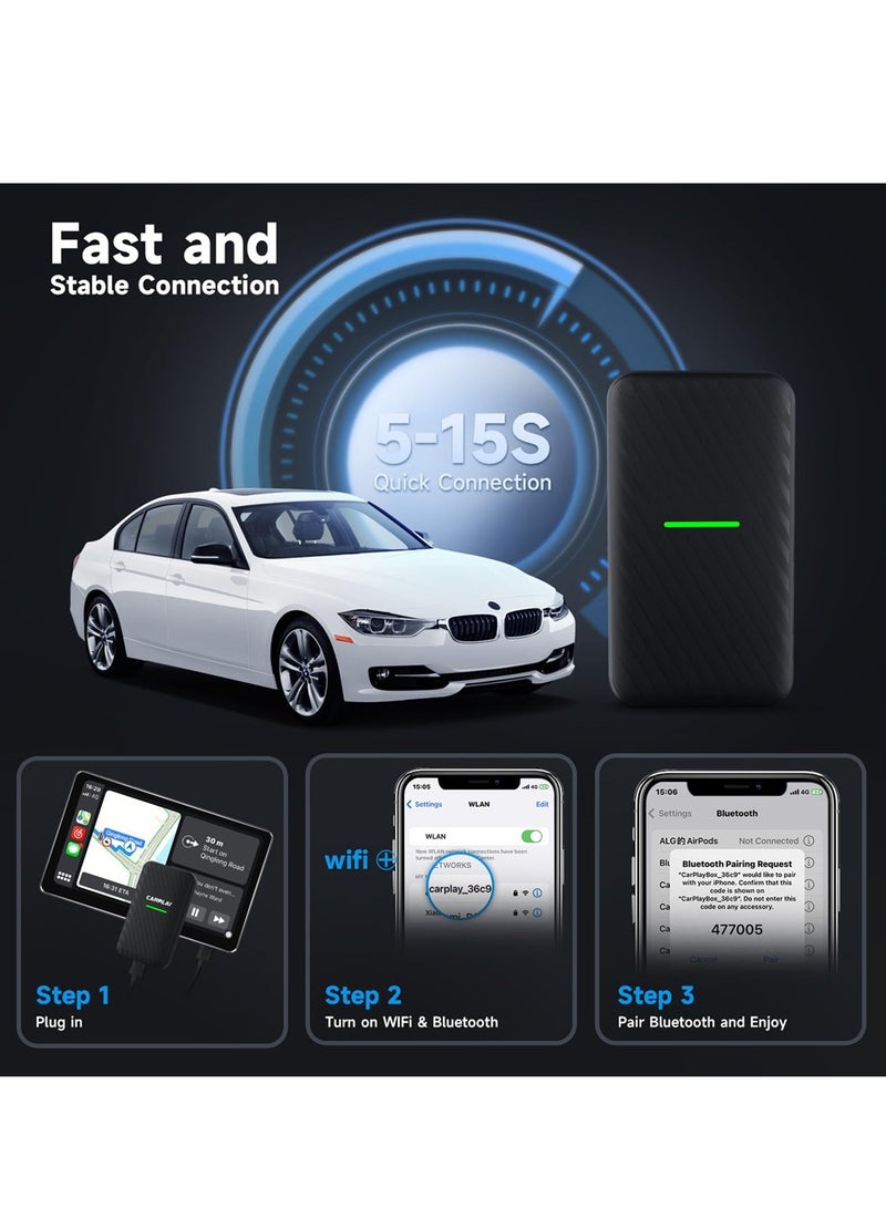 Wireless CarPlay Adapter for iPhone 2023, 5.8 GHz Wireless Carplay Dongle Converts Factory Cars Wired Carplay to Wireless, Carplay Bluetooth Adapter, Support Online Upgrade Support iOS 10+ - Image 5