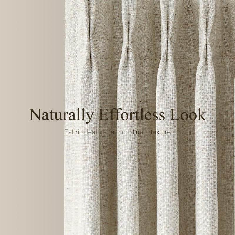 AUSSPVOCT Pinch Pleated Curtains 100% Blackout Linen Curtains 90 Inches Long for Bedroom Living Room, Natural Memory Trained Thermal Insulated Room Darkening Window Pleat Drapes with Hooks, 2 Panels, 40"Wx90"L - Image 5