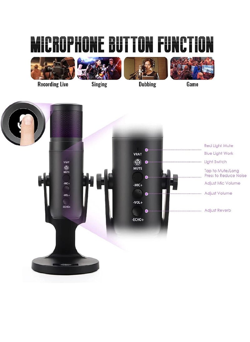 Jmary RGB USB Microphone Professional Condenser For PC Computer Laptop Phone Recording Singing Gaming Streaming - Image 5
