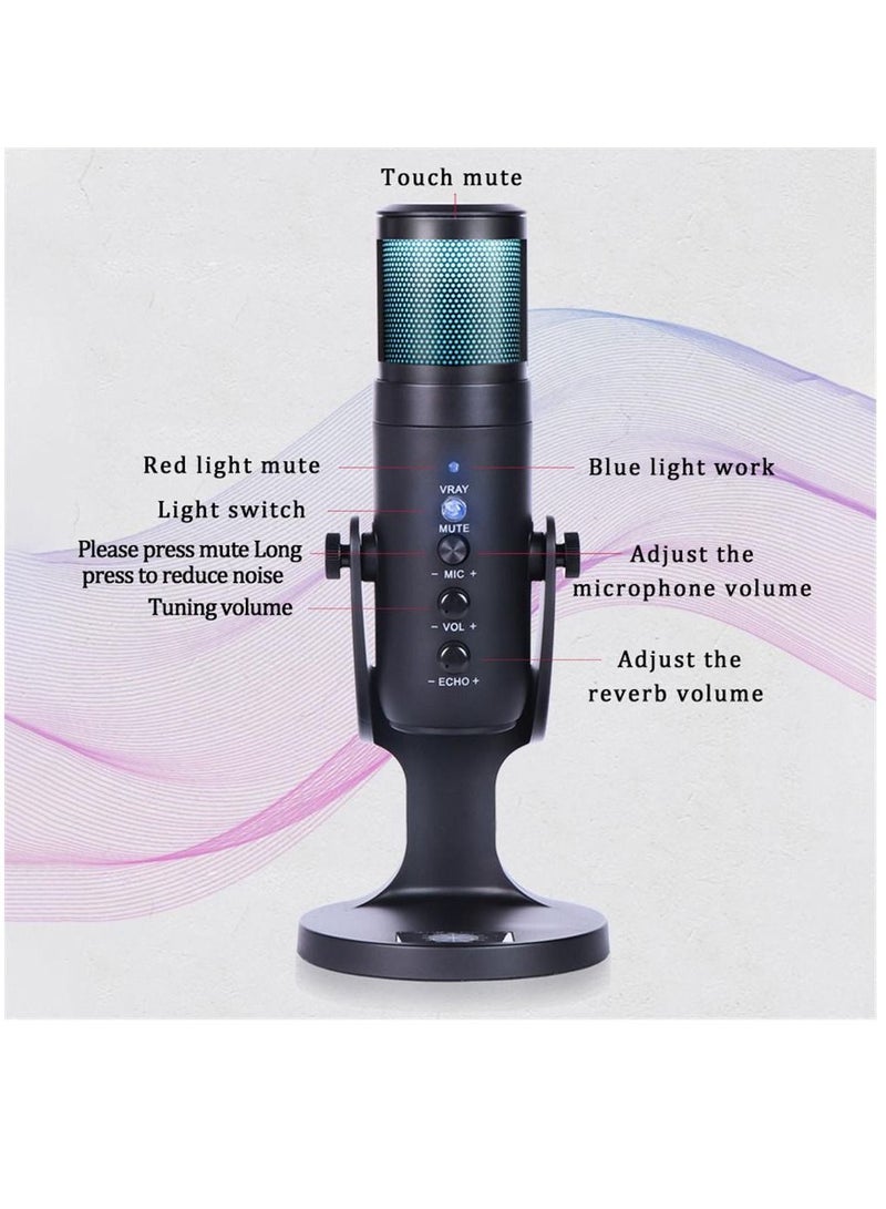Jmary RGB USB Microphone Professional Condenser For PC Computer Laptop Phone Recording Singing Gaming Streaming - Image 4