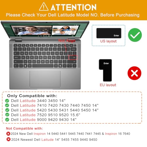 Saco Keyboard Cover for Dell Latitude 3000 Series 3440 3450 | Latitude 5000 Series 5450 5440 5420 5430 5431 14 Inch Laptop - Black - Image 2