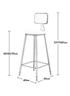 DubaiGallery Modern Kitchen Barstool Bar Chairs Round Velvet Seat with Backrest and Metal Legs, Breakfast Dining Stool for Kitchen Counter Comfy Bar Stool 1 Piece  - Image 3
