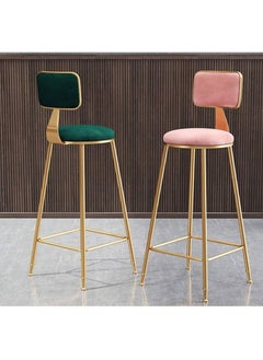 DubaiGallery Modern Kitchen Barstool Bar Chairs Round Velvet Seat with Backrest and Metal Legs, Breakfast Dining Stool for Kitchen Counter Comfy Bar Stool 1 Piece  - Image 4