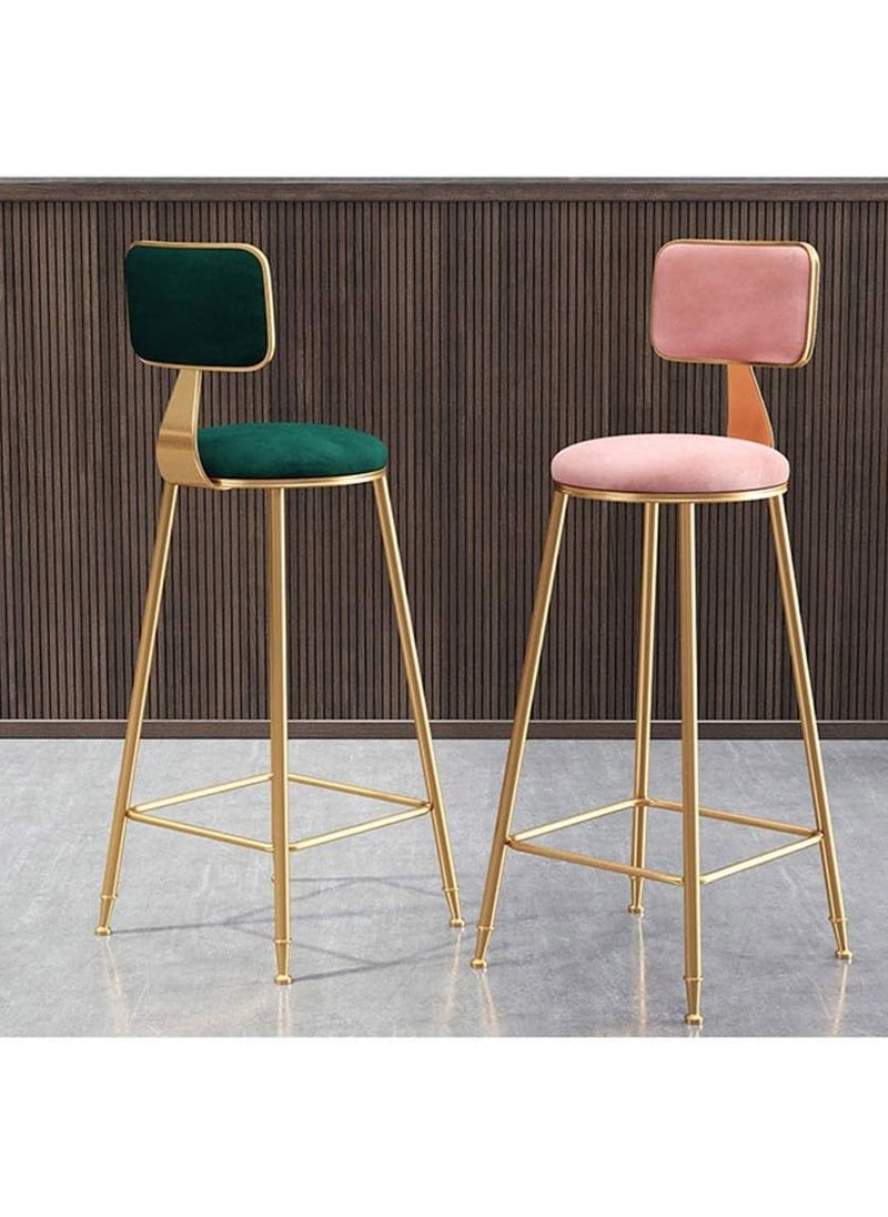DubaiGallery Modern Kitchen Barstool Bar Chairs Round Velvet Seat with Backrest and Metal Legs, Breakfast Dining Stool for Kitchen Counter Comfy Bar Stool 1 Piece  - Image 4