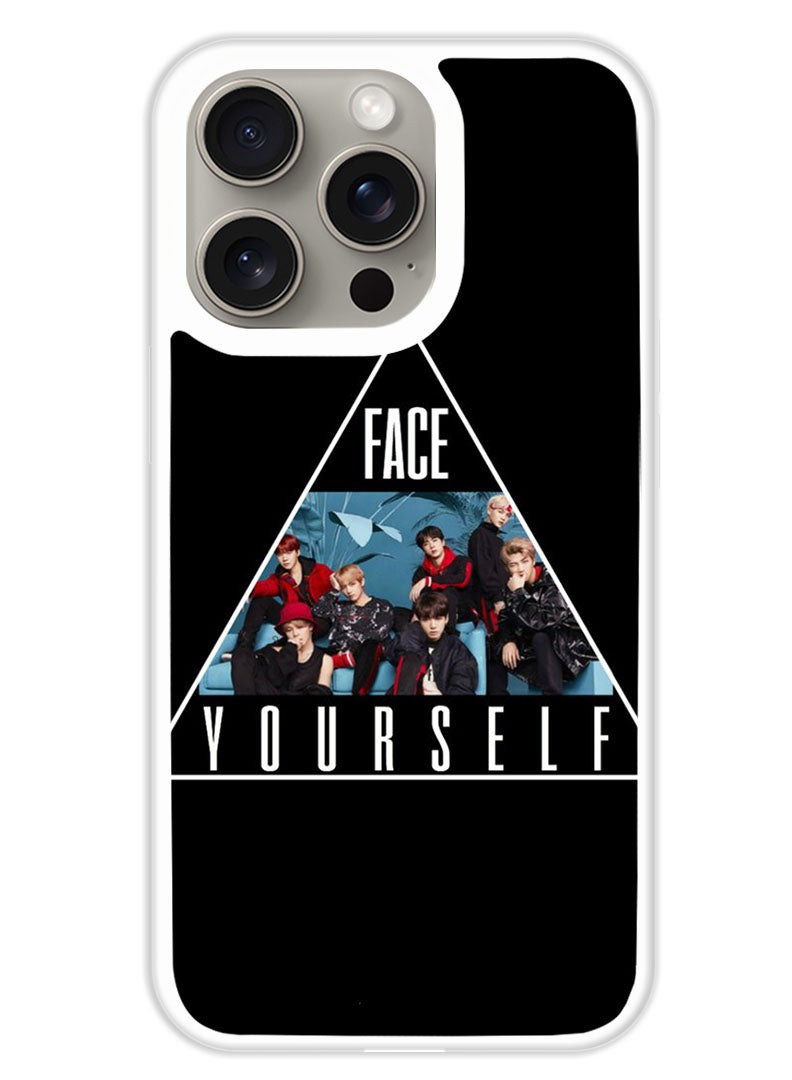 Theodor Protective Case Cover For APPLE IPHONE 15 Pro BTS face yourself (White Bumper) - Image 1