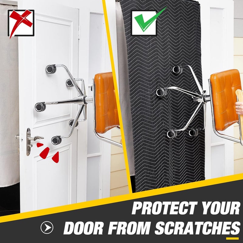 Riakrum Riakrum 2 Pcs Quilted Door Cover 39 x 79 Inches Moving Blankets Cotton Polyester Furniture Pads Washable Reusable Door Blanket for Interior Exterior Use Black  - Image 2