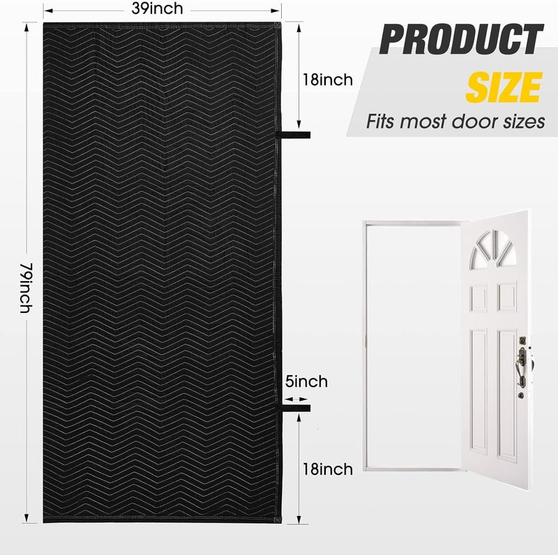 Riakrum Riakrum 2 Pcs Quilted Door Cover 39 x 79 Inches Moving Blankets Cotton Polyester Furniture Pads Washable Reusable Door Blanket for Interior Exterior Use Black  - Image 3