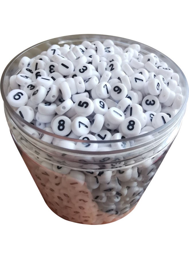 NIBEMINENT - 100 Piece Mixed Acrylic Numbers Flat Round Spacer Beads 0.4x0.6cm - Image 1