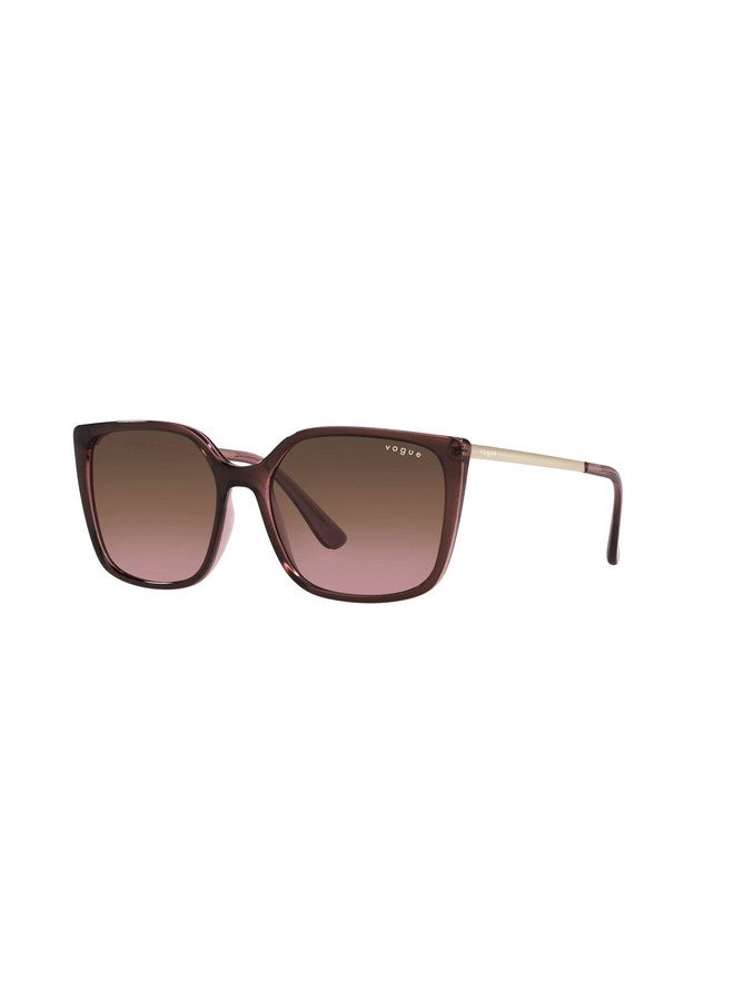 Vogue Eyewear Woman Sunglasses Top Red On Transparent Pink Frame, Pink Gradient Brown Lenses, 54Mm - Image 1