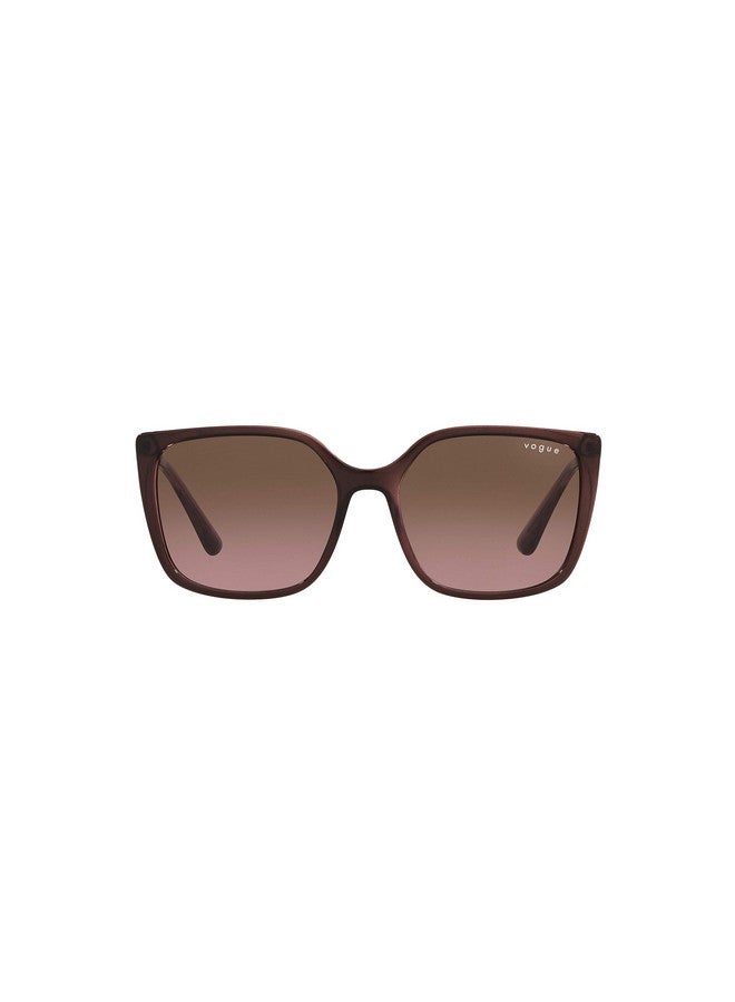 Vogue Eyewear Woman Sunglasses Top Red On Transparent Pink Frame, Pink Gradient Brown Lenses, 54Mm - Image 3
