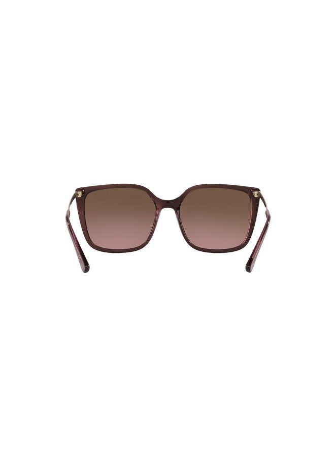 Vogue Eyewear Woman Sunglasses Top Red On Transparent Pink Frame, Pink Gradient Brown Lenses, 54Mm - Image 4