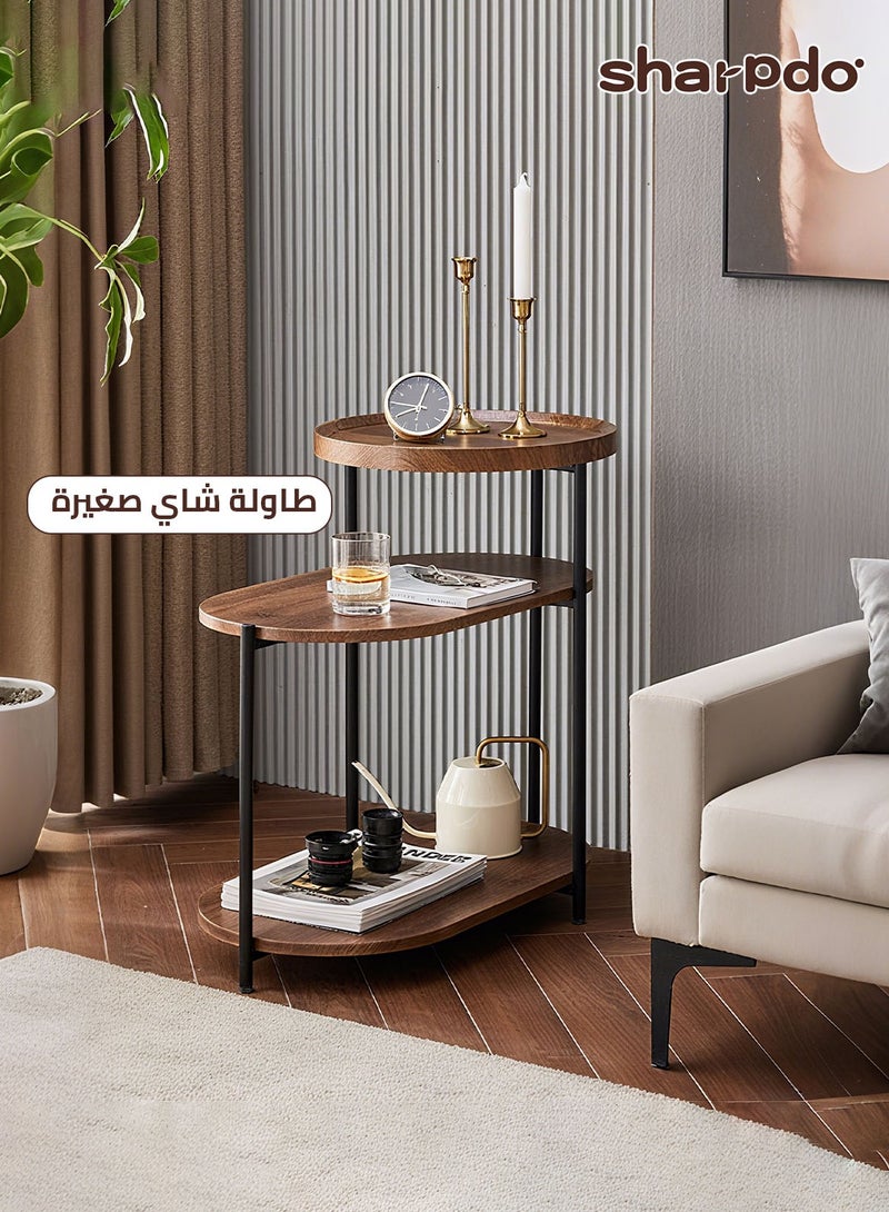Sharpdo 3-Layer Coffee Table 65*40*64.5CM Service Side Table with Sturdy Metal Legs – Easy to Assemble, Versatile Design for Living Room & Bedroom Small Coffee Table - Image 1