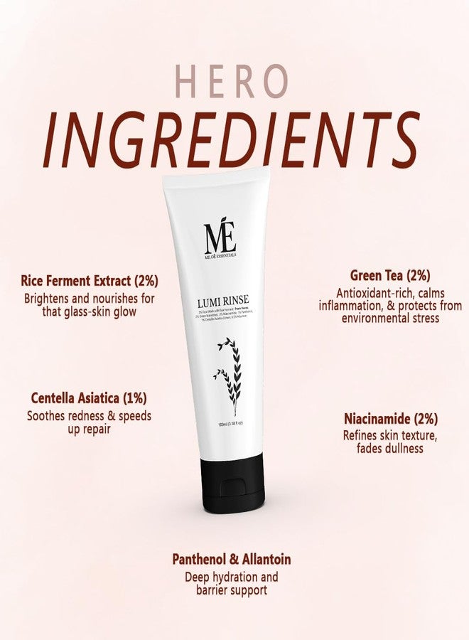 Miloe Miloé Lumi Rinse Face Wash | Sulfate-Free Brightening Cleanser with Rice Ferment, Green Tea & Niacinamide | Gentle Daily Cleanser for Glowing, Even-Toned Skin | Korean skin Care Product | 100ml - Image 2