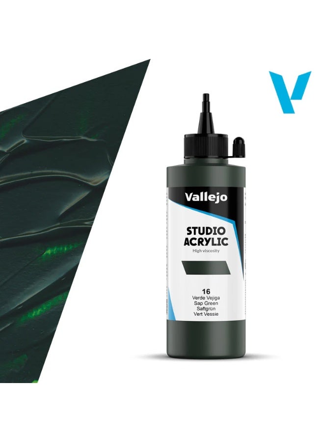 فاليجو طلاء أكريليك للفنانين 16 Sap Green 200 مل - درجة الاستوديو، مقاوم للضوء وغير سام
