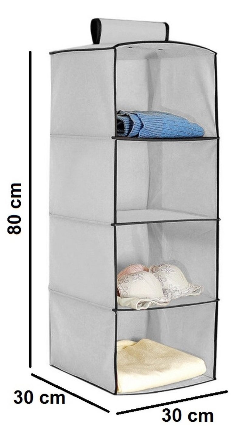 SONIQE Hanging Storage WardrobeCloset Storage Organizer 4 LayerNonWoven Fabric Paper BoardMultiColour - Image 3