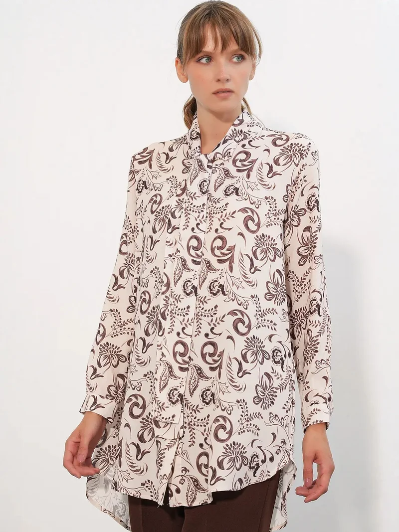 BIG DART BDART Long Floral Viscose Shirt
