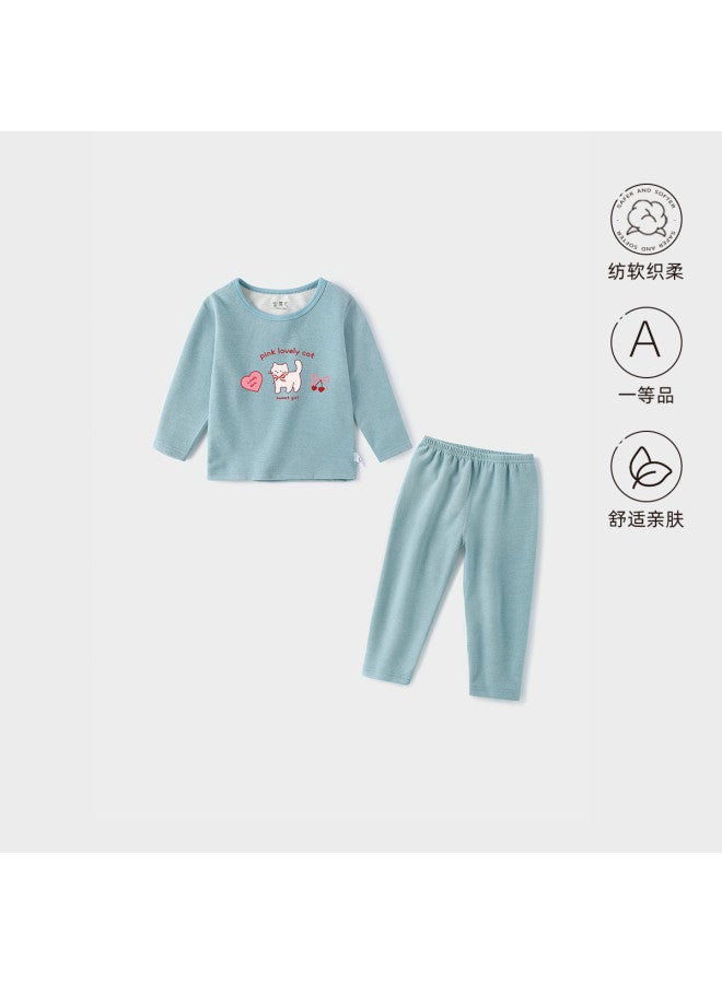 YISHUANGER A Standard Children's Thermal Underwear Set Girls' Base Layer Heat-generating Warm Fleece Autumn Winter Thermal Underwear Two-piece Winter Style - Image 2