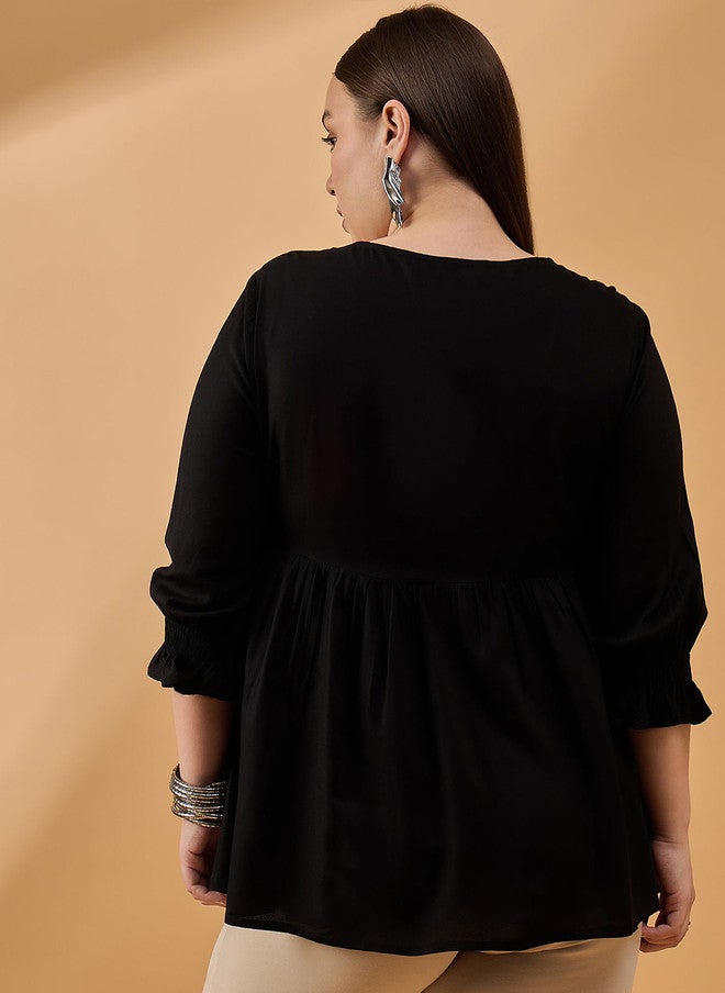 Baizee بلوزة إمبراطورية مطرزة من Routes by All About You بحجم كبير - Image 4