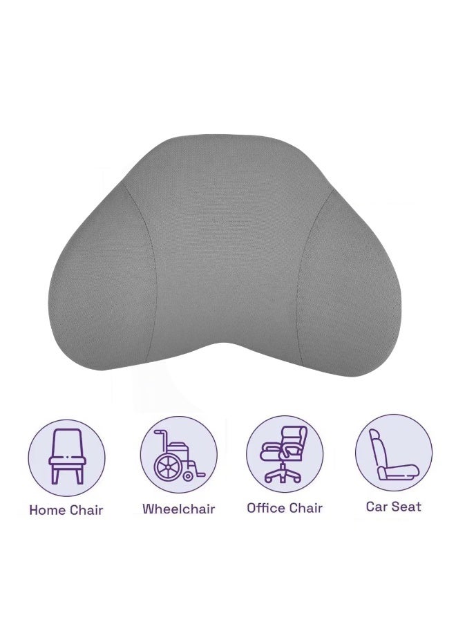 3XR Memory Foam Lumbar Support Cushion for Chair Grey – Ergonomic Back Rest with Washable Cover, Butterfly Design, Pain Relief for Office, Home, Car & Wheelchair 46×31 cm - Image 5