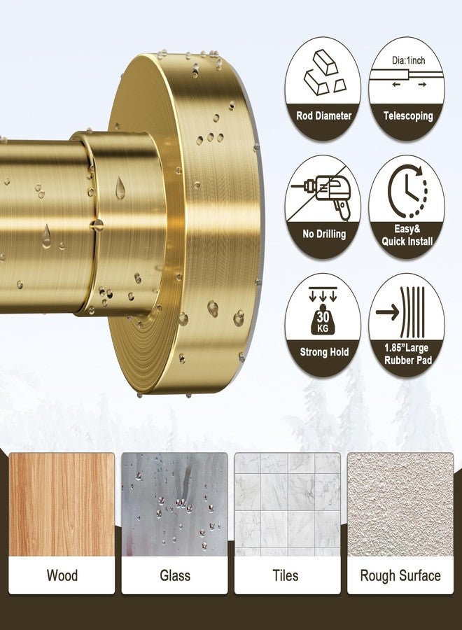 YNL Tension Curtain Rod 34-66 inches-Never Rust, Non-Slip, No Drill Adjustable Spring Tension Rod for Laundry Door Closet Stainless Steel, Brushed Gold - Image 4