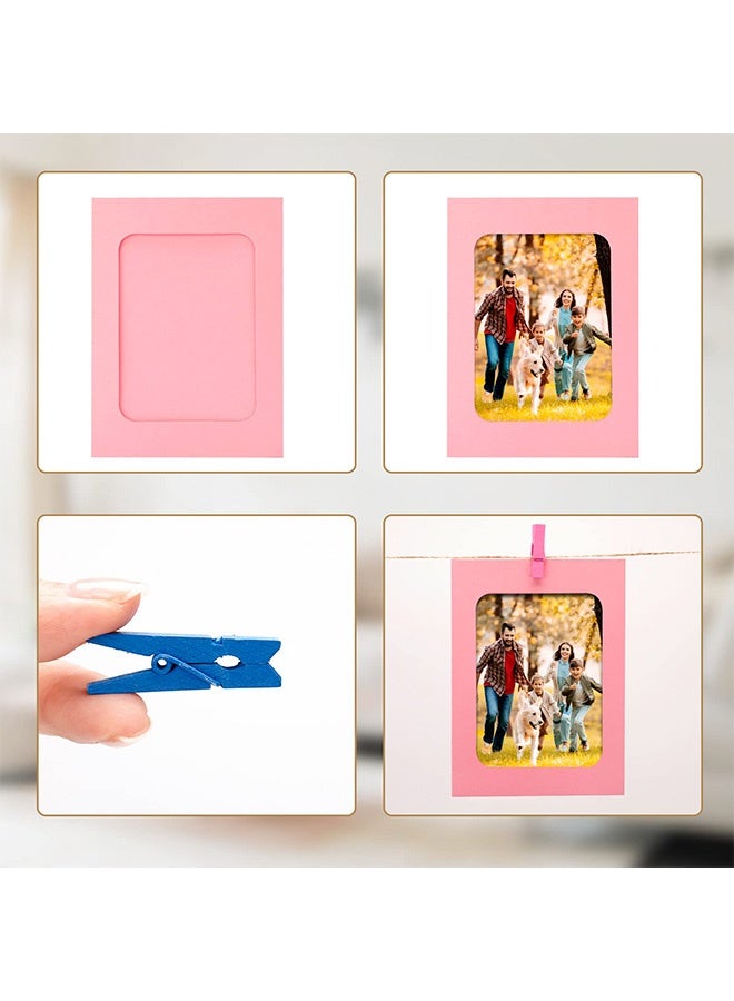 Peachjoy Paper Picture Frames 4x6'' - 30Pcs Colorful Paper Photo Frames Cardboard Picture Frames with Clip and String DIY Clip Photo Holders Photo Hanging Display Kit Wall Decor for Home Party Office - Image 5