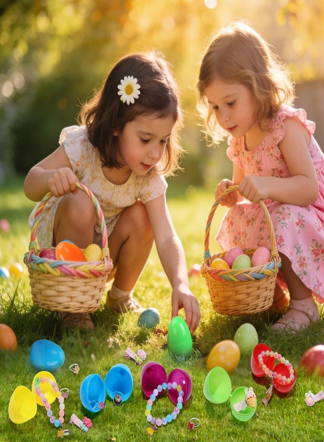CUTE STONE 24 Pack Filled Easter Eggs Toys with Bracelets, Rings and Hair Clip Inside, Easter Basket Stuffers Party Favors for Toddler, Girls and Kids - Image 2