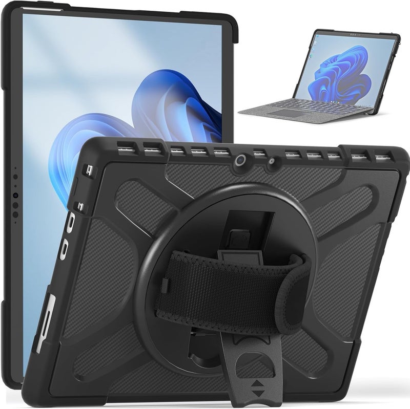Excefore Case For Microsoft Surface Pro 8 13-Inch 2021, Shockproof Rugged Protective Case With Rotating Kickstand, Hand Strap, And Pen Holder, Compatible With Type Cover Keyboard - Image 1