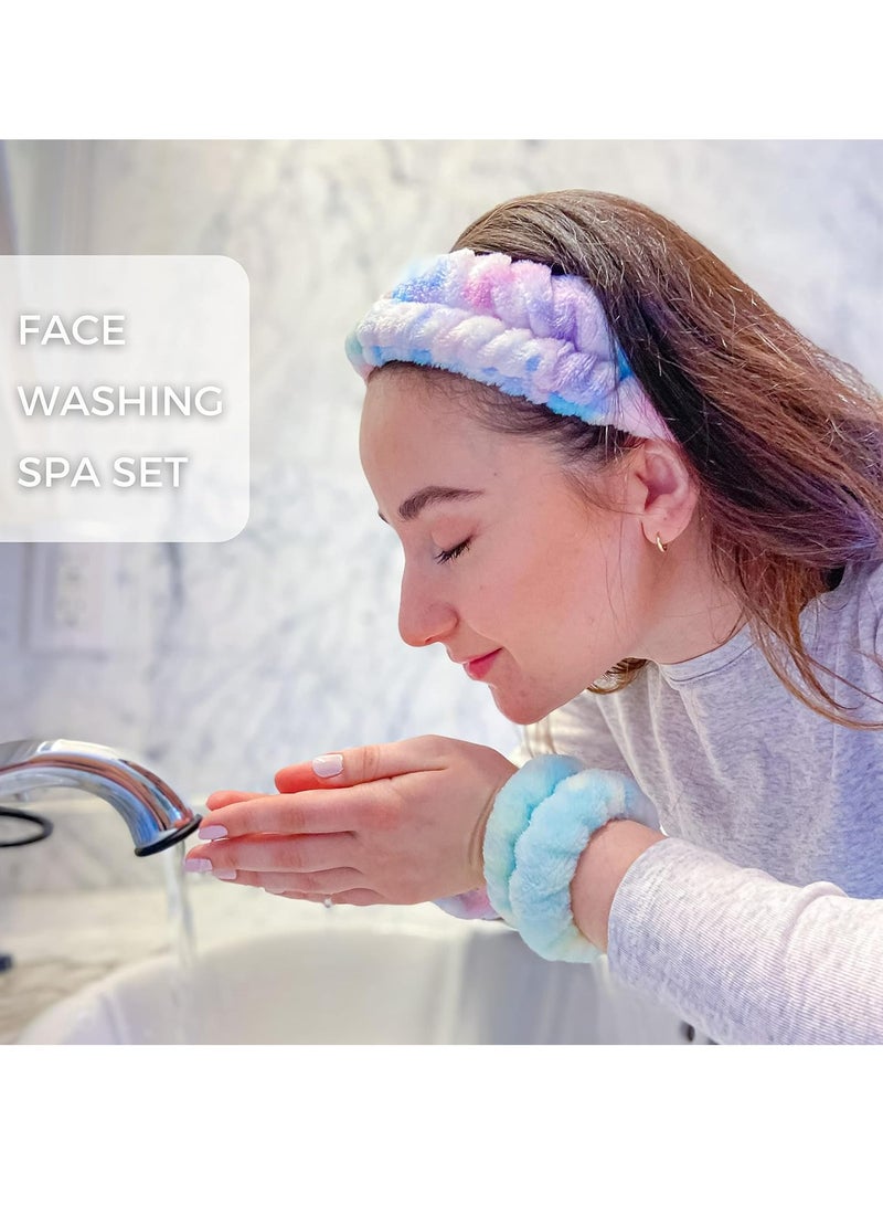 Loquat Face Spa Wash Headband and Wristband Set for Women，Face Washing Set Wrist Towels and Headband Set Face Wash Accessories - Image 2