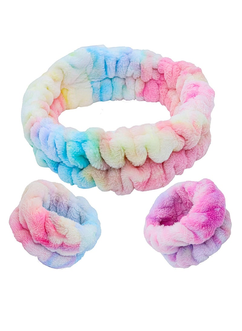 Loquat Face Spa Wash Headband and Wristband Set for Women，Face Washing Set Wrist Towels and Headband Set Face Wash Accessories - Image 1