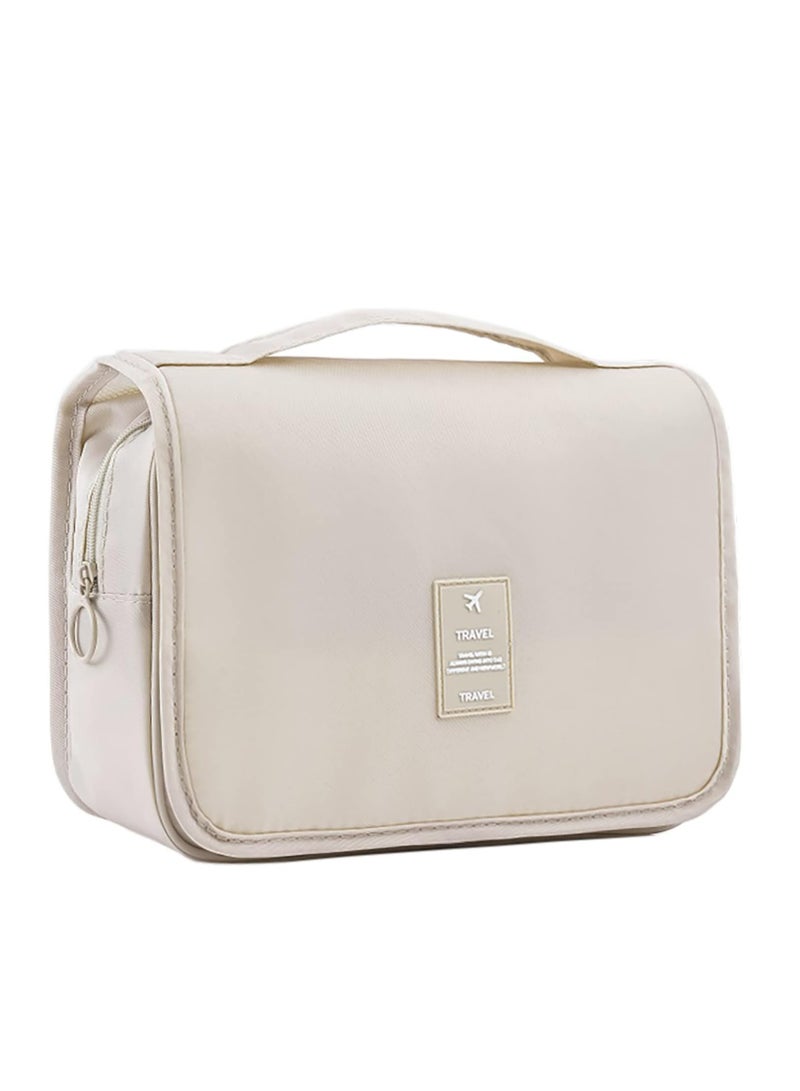 أوزيغالور شنطة العناية الشخصية العائمة للنساء، شنطة المكياج المقاومة للماء منظمة السفر مع قلاب قوي (بيج) - Image 1