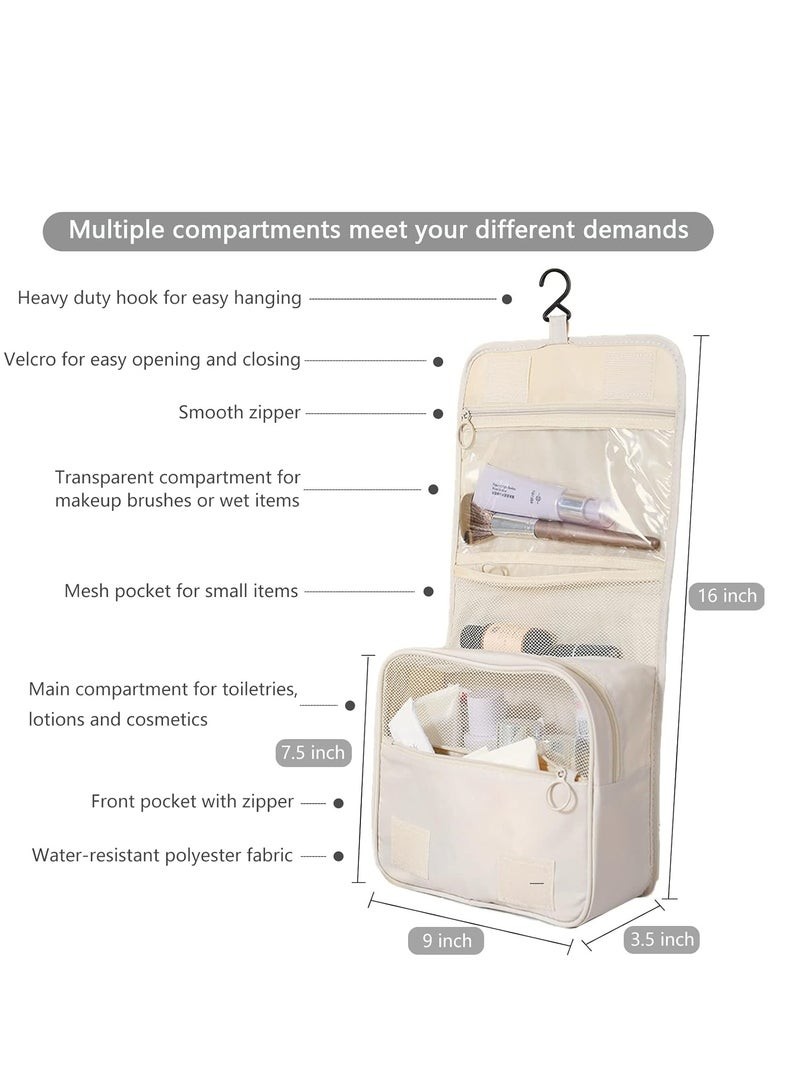 أوزيغالور شنطة العناية الشخصية العائمة للنساء، شنطة المكياج المقاومة للماء منظمة السفر مع قلاب قوي (بيج) - Image 2
