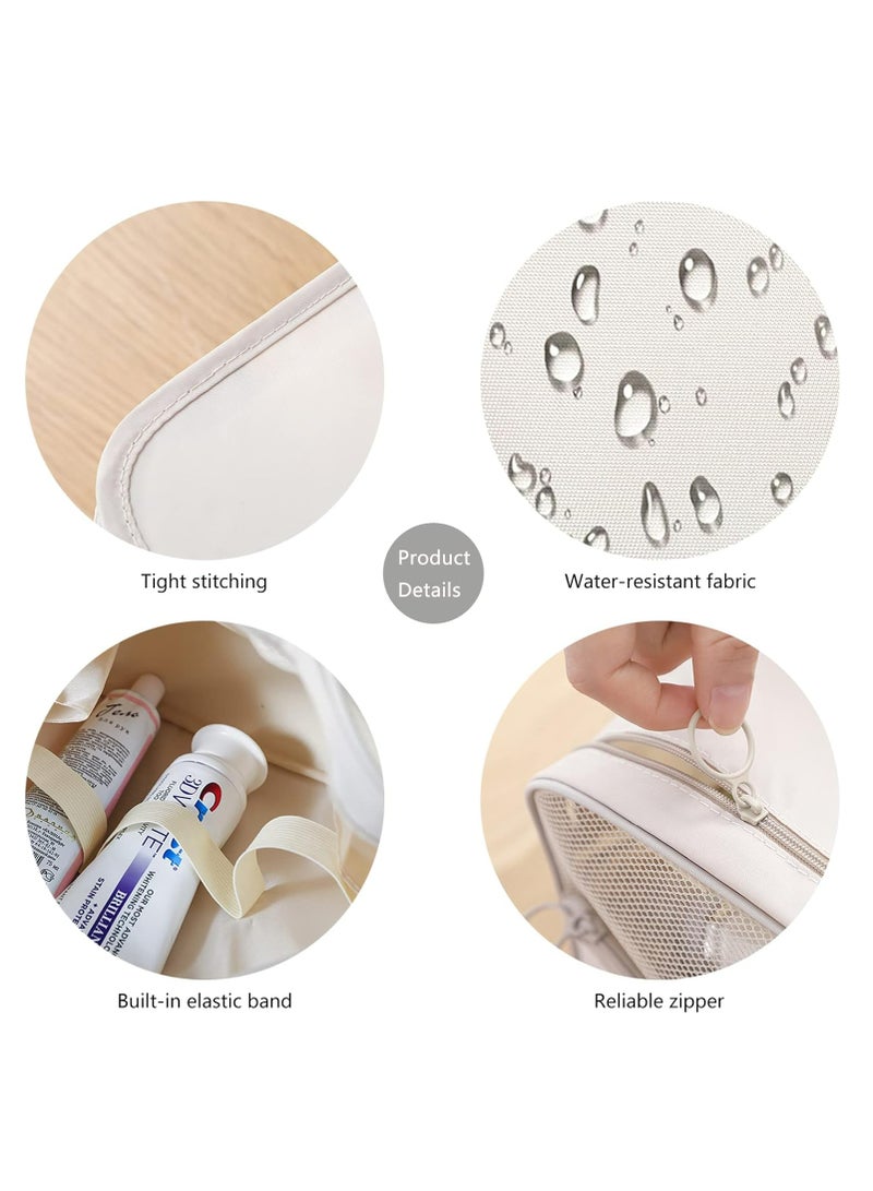 أوزيغالور شنطة العناية الشخصية العائمة للنساء، شنطة المكياج المقاومة للماء منظمة السفر مع قلاب قوي (بيج) - Image 5