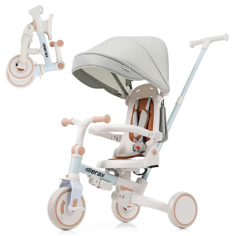Merax Toddler Trike Collapsible Frame Kid Rider Tricycle 7-in-1 Removable Pedal Ages 1Y-6Y - Image 1