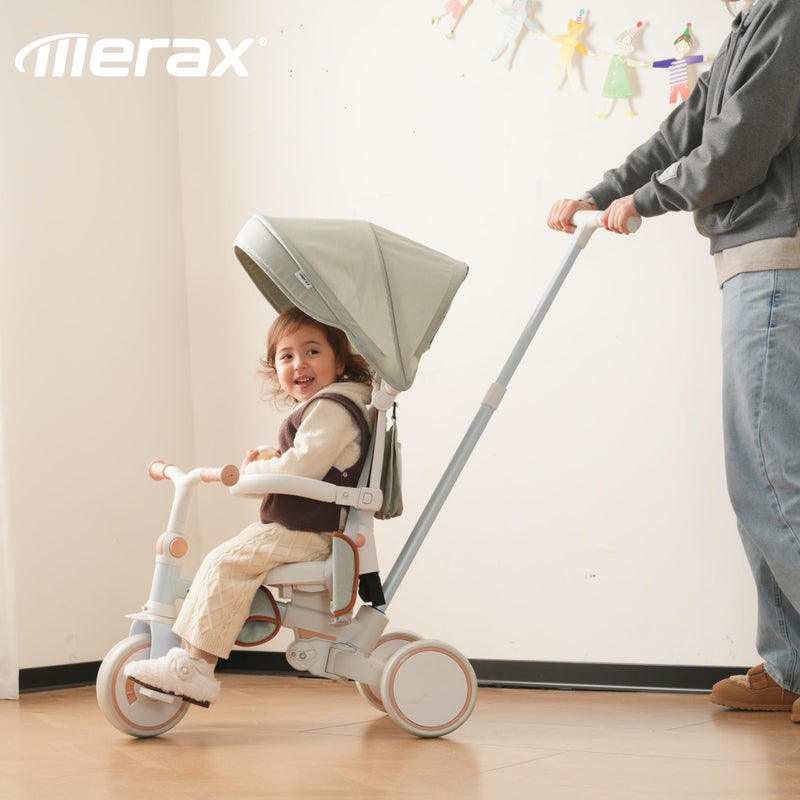 Merax Toddler Trike Collapsible Frame Kid Rider Tricycle 7-in-1 Removable Pedal Ages 1Y-6Y - Image 4