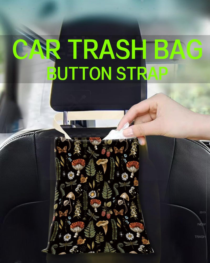 ANKVRP Hanging Car Trash Can Bag - Boho Brown Mushroom Design, Back Seat Organizer for Travel, Camping, Vehicle Accessories - Image 4