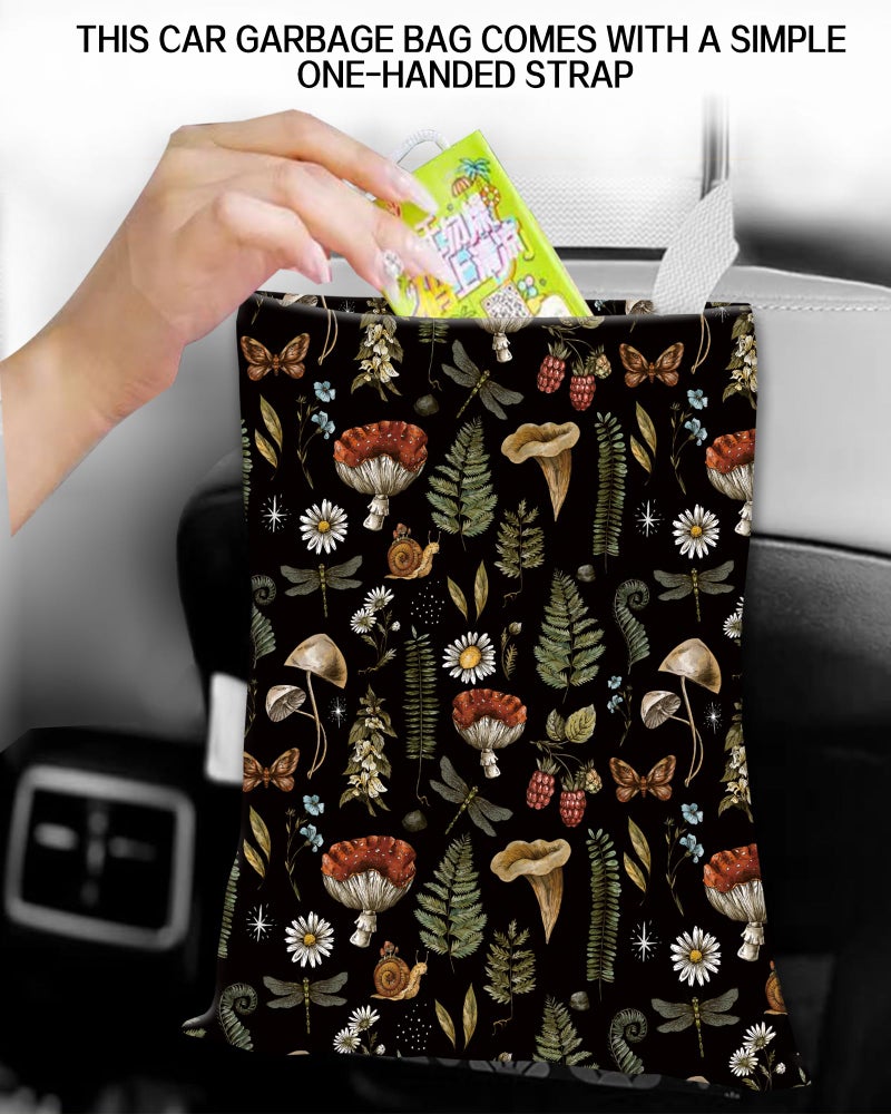 ANKVRP Hanging Car Trash Can Bag - Boho Brown Mushroom Design, Back Seat Organizer for Travel, Camping, Vehicle Accessories - Image 3