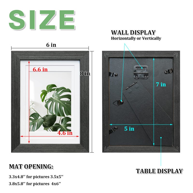 Egofine Egofine 5x7 Picture Frame Set of 4 Multicolor Solid Wood Frames Covered by Plexiglass  Display 3.5x5/4x6 Photo with Mat  Gallery Wall Picture Frames for Tabletop or Wall Mounting  Mixed Colors  - Image 3