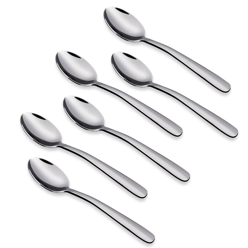 FOXAS Demitasse Espresso Spoons 4inch Mini Coffee Spoon Stainless Steel Tiny Spoons for Dessert Mocha Small Stirring Spoons Set of 6 Dishwasher Safe Bon Apptit Serie