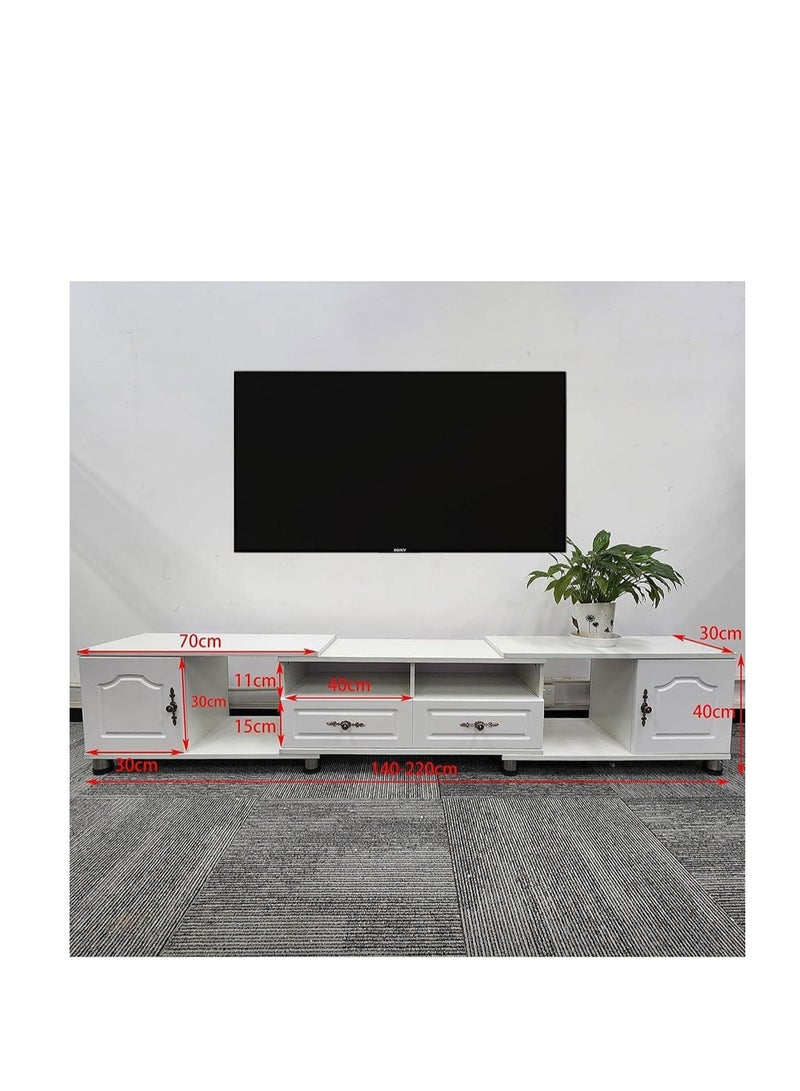 Generic European Style TV Cabinet 140CM~220CM Extendable TV Stand Multi Storage Space TV Desk with Open Shelves & Drawers for 55/65/75 inch TV Home Living Room Bedroom Entertainment Console Table TV Unit（TV140） - Image 2