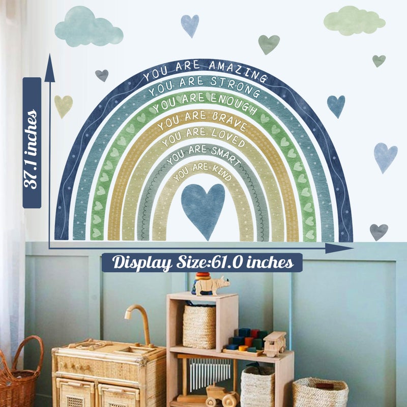 HATARU Watercolor Rainbow Wall Sticker Peel and Stick Kids Nursery Wall Decor Stickers Boho Blue Inspirational Walls Decals for Boys Bedroom You Are Decal Motivational Vinyl Art Murals for Baby Room Playroom - Image 3