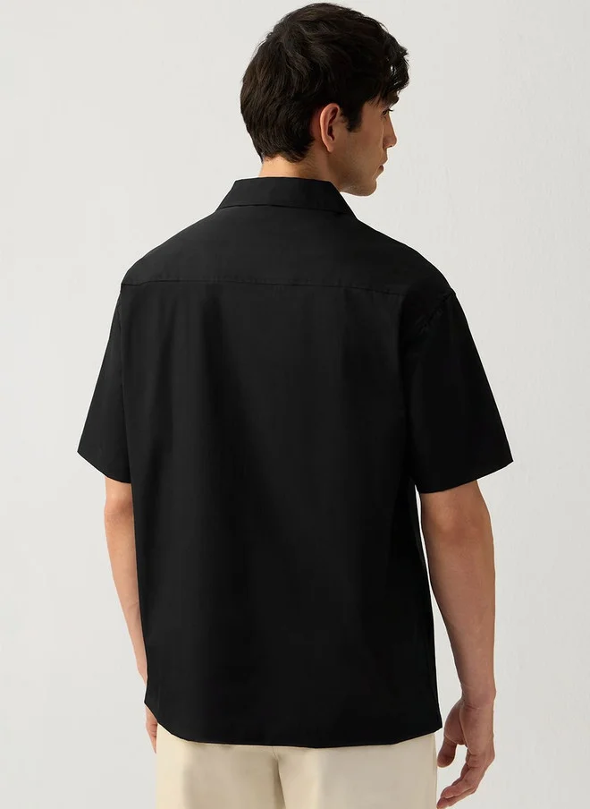 The Souled Store The Souled Store Men's Black Casual Shirt with Cuban Collar