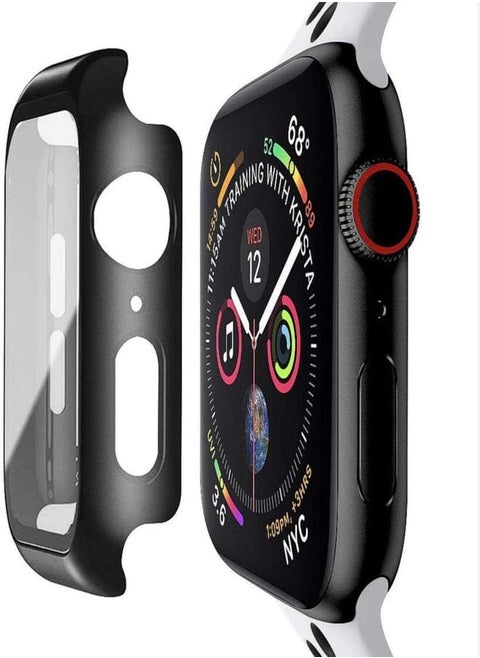 For Apple Watch Series 44mm Case, Slim iwatch Protective Snap-On Case with Built-in Clear Screen Protector, Ultra-thin PC Plated, Anti-Scratch, Black